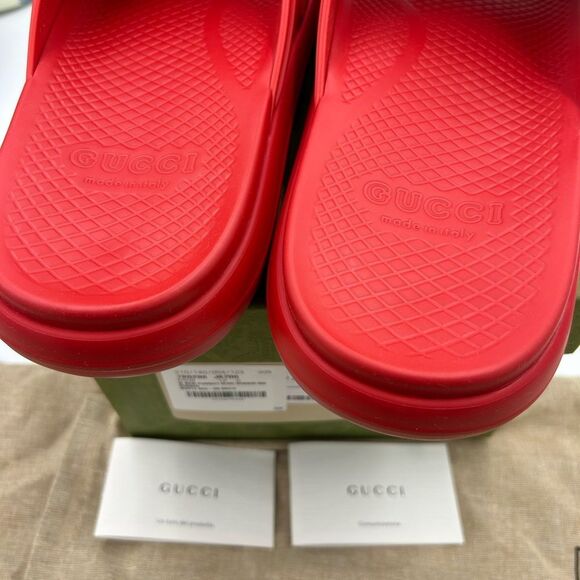 Men's Gucci interlocking G rubber Pool slides size 12 made in Italy - Picture 6 of 9